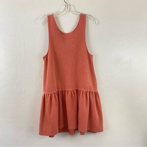 Free People Size Medium Orange Peach Embossed Print Sleeveless Drop Wait Dress